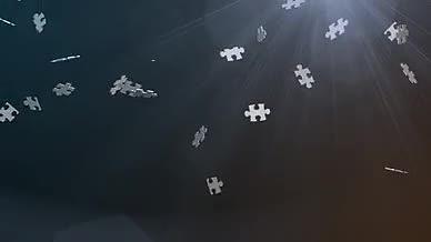 散落的拼图碎片汇聚的LOGO视频的预览图